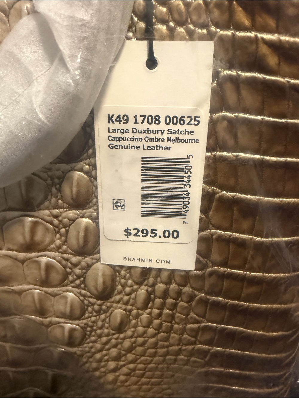 Brahmin Metallic Gold Croc-Embossed Tote - Picture 3 of 4